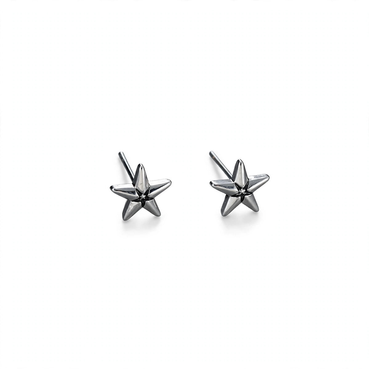 Silver-Tone Beveled-Edge Star Stud Earrings - main product image
