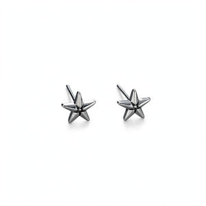 Silver-Tone Beveled-Edge Star Stud Earrings - main product image