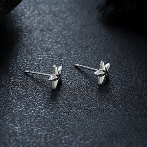 Silver-Tone Beveled-Edge Star Stud Earrings - side angle