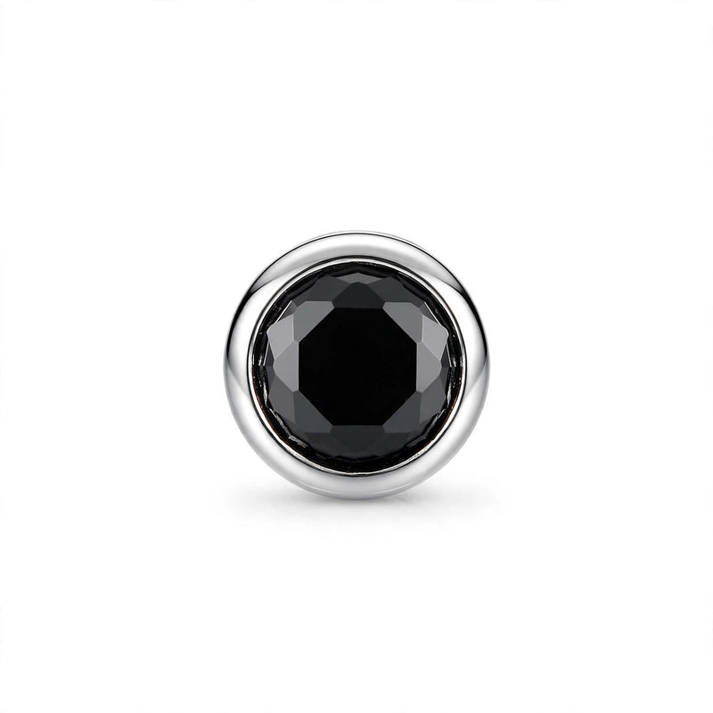 Men's Bezel-Set Black Zircon Ear Stud - main product image