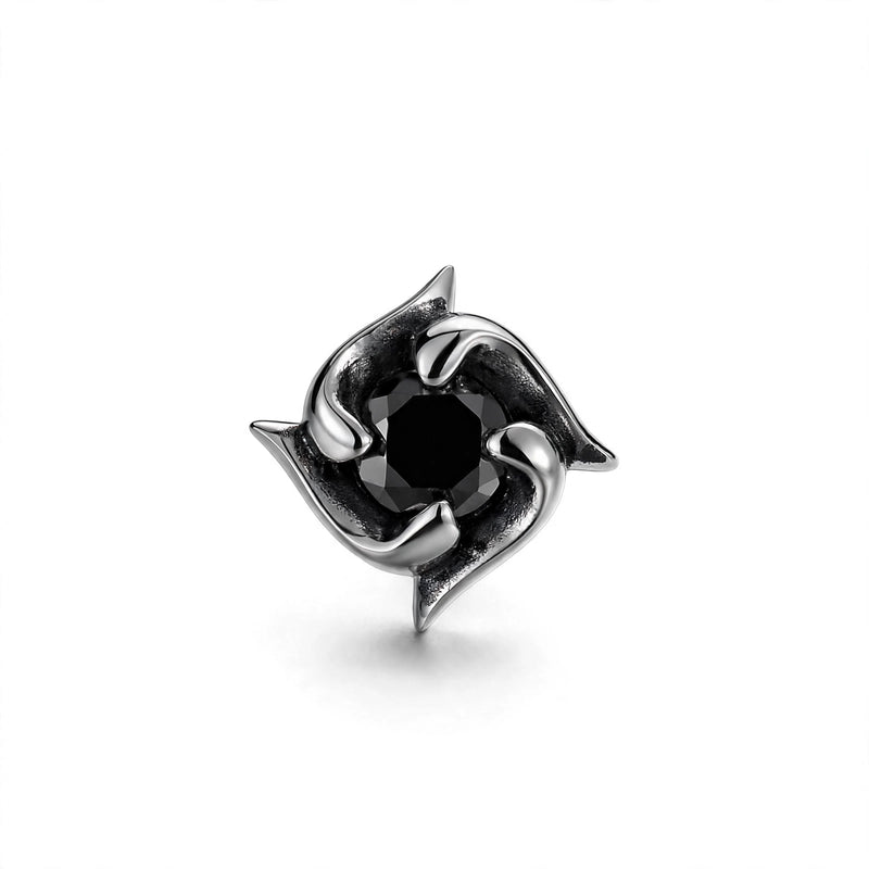 Four-Blade Pinwheel Earring with Central Black Stone - main product image