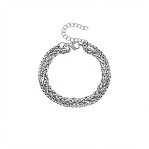 Silver-Tone Double Byzantine Chain Bracelet - main product image