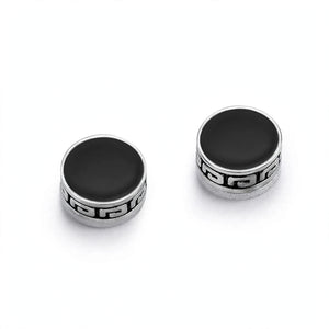 Magnetic Stud Earrings with Black Enamel Inlay - main product image