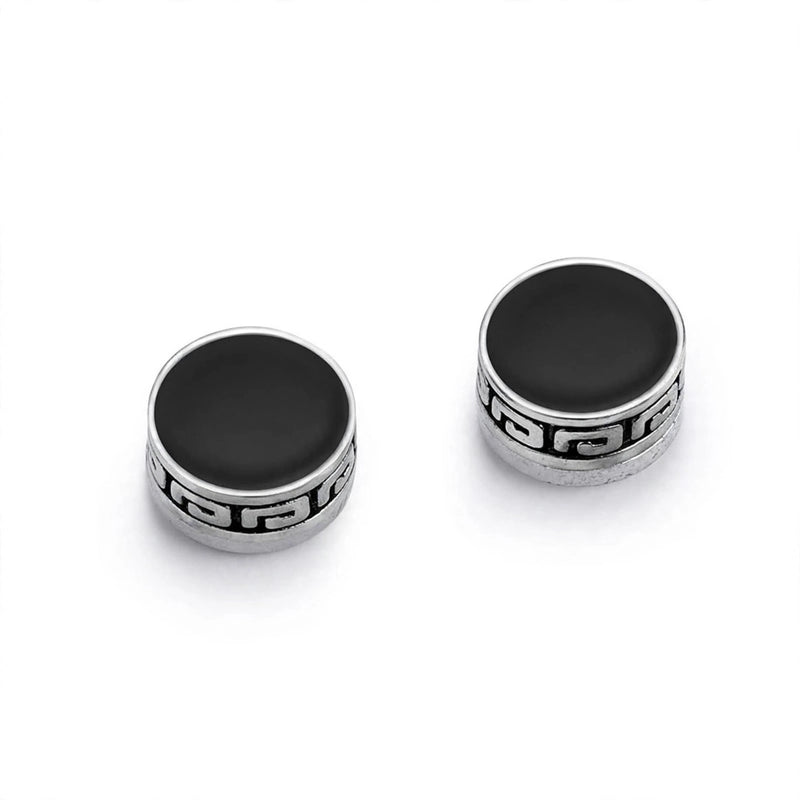 Magnetic Stud Earrings with Black Enamel Inlay - main product image