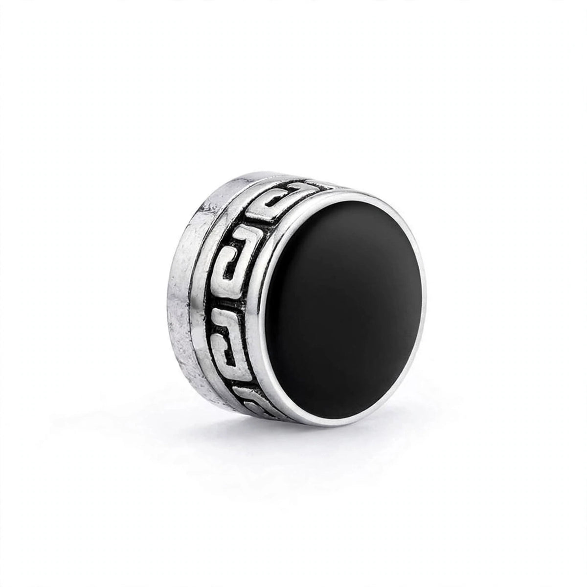 Magnetic Stud Earrings with Black Enamel Inlay - side angle