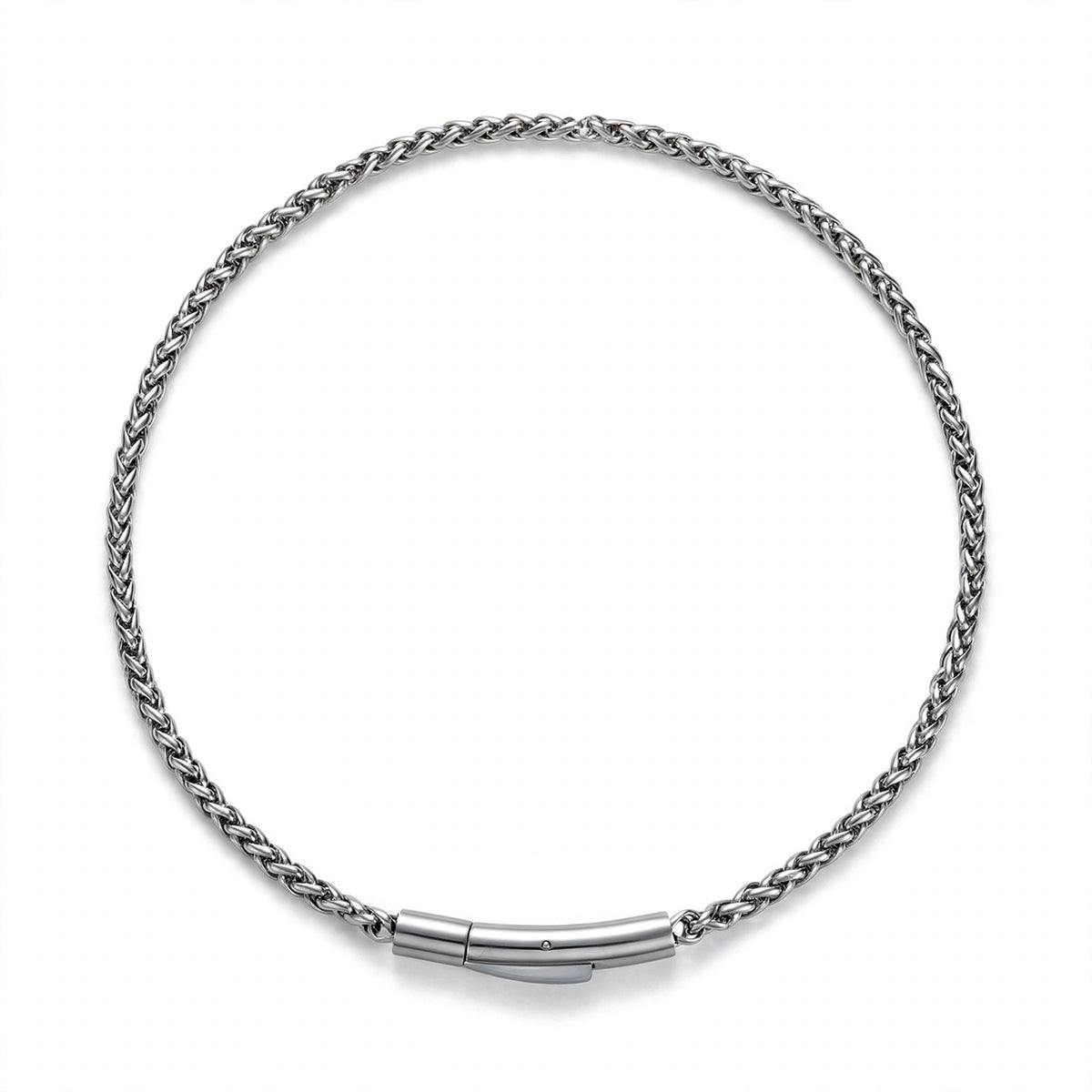 Silver-Tone Wheat Chain Necklace With Barrel Clasp - main product image