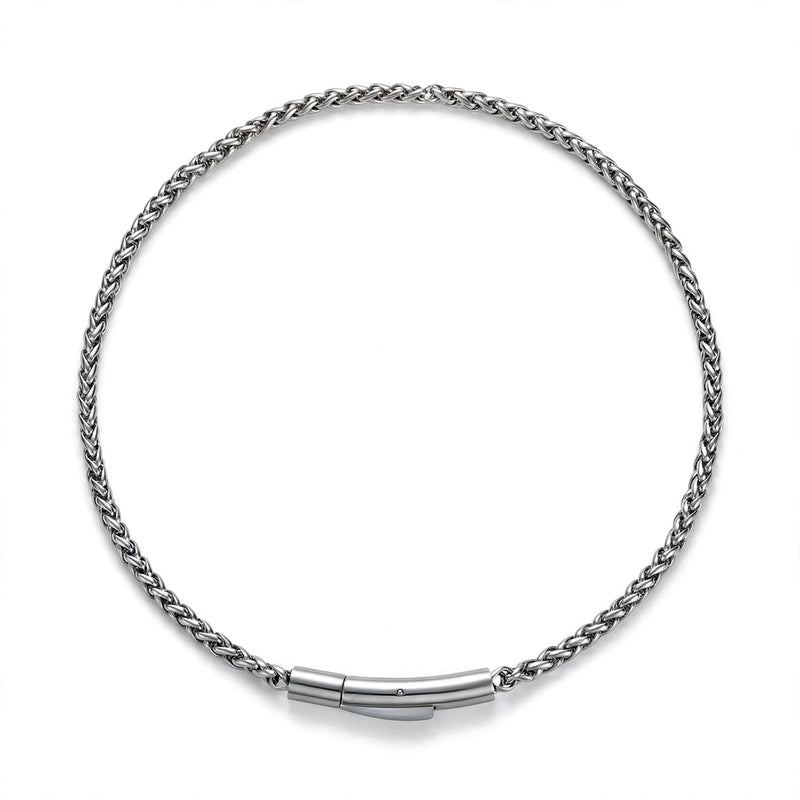 Silver-Tone Wheat Chain Necklace With Barrel Clasp - main product image