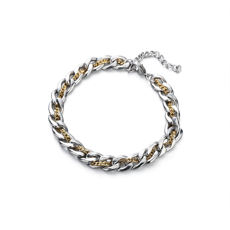 Silver-Tone and Gold-Tone Double Curb Chain Bracelet - main product image