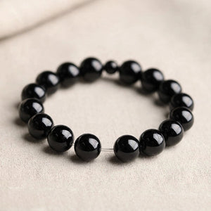 Men's Black Bead Bracelet - side angle