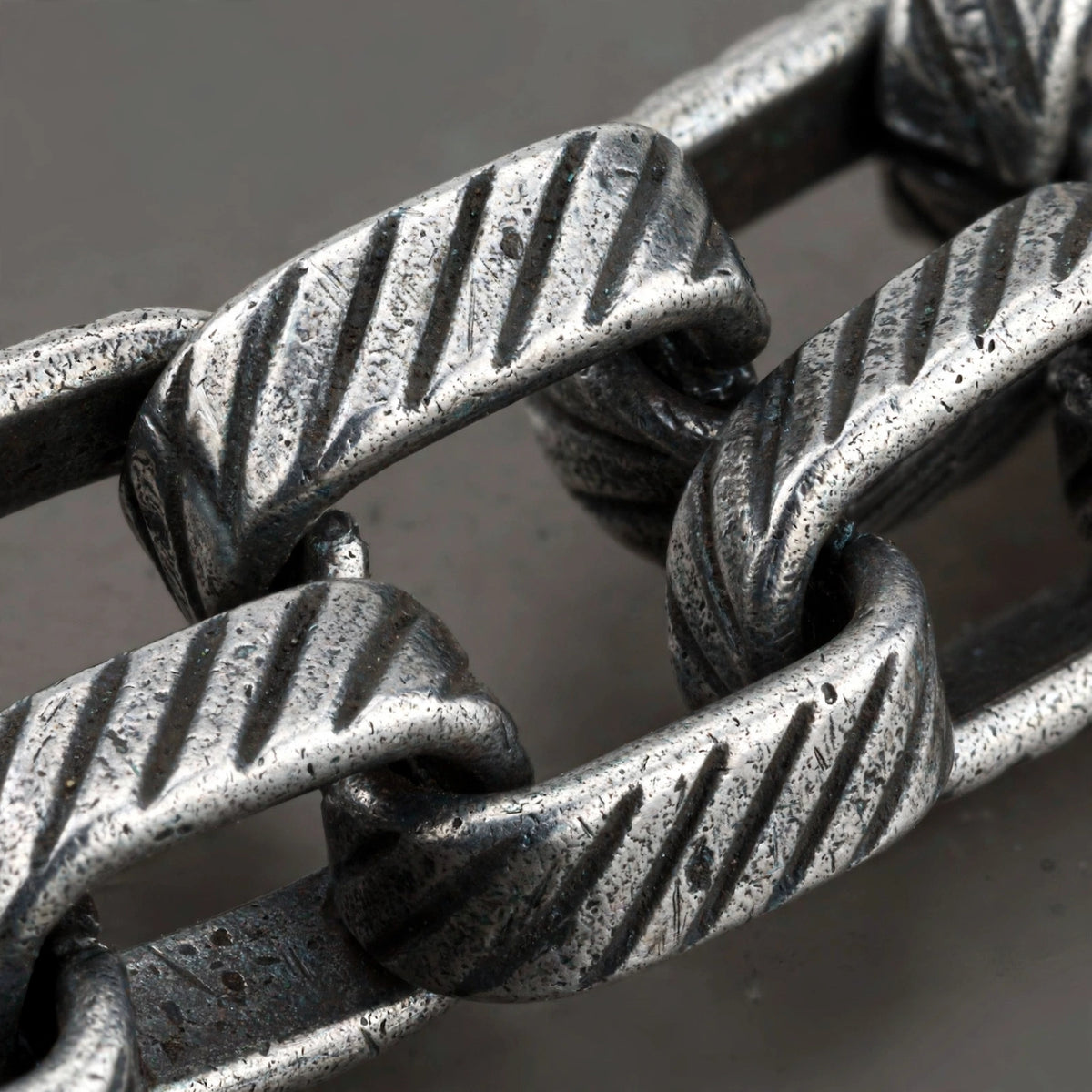 Oxidised Striped Link Men's Bracelet - close-up detail