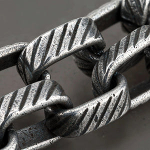 Oxidised Striped Link Men's Bracelet - close-up detail