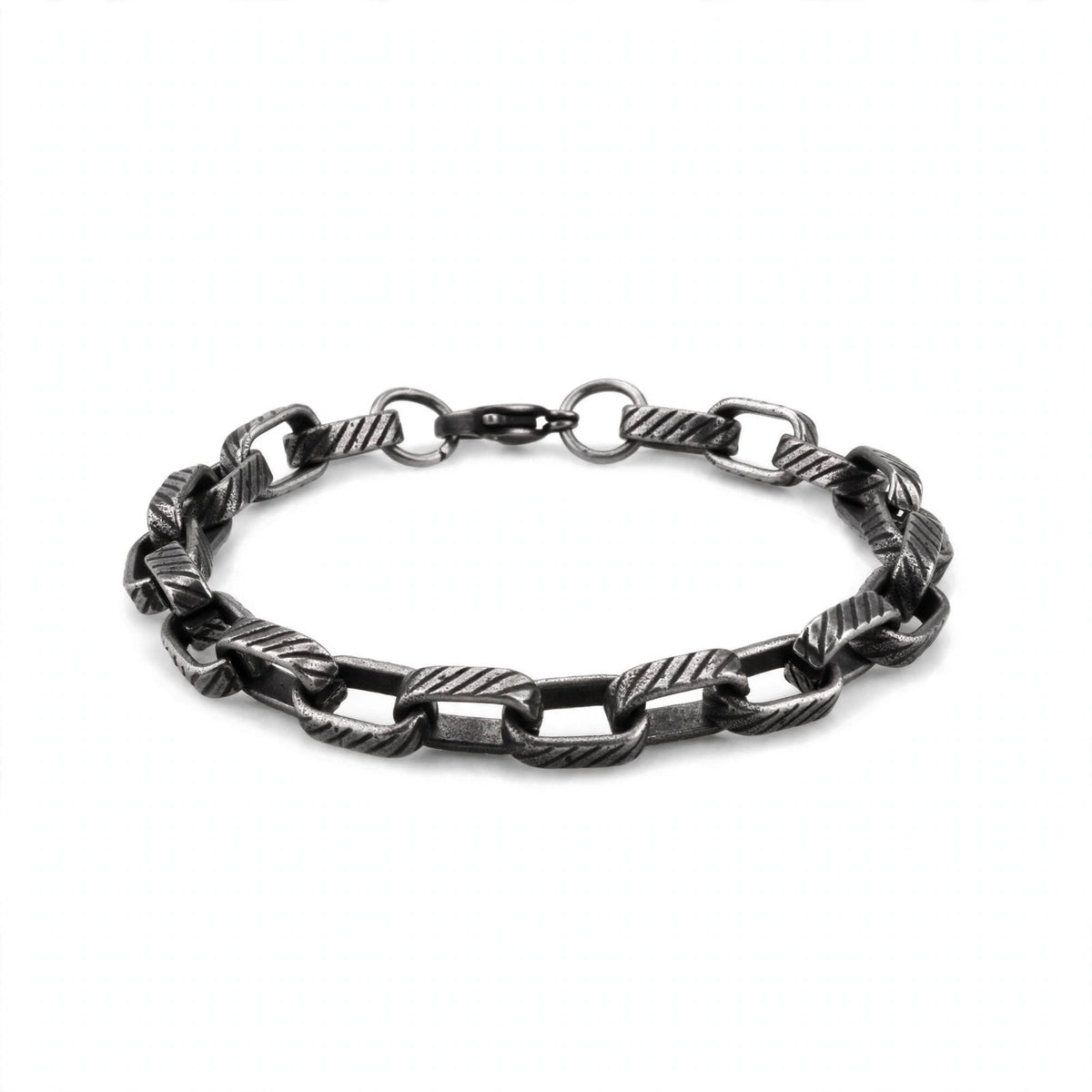 Oxidised Striped Link Men's Bracelet - main product image