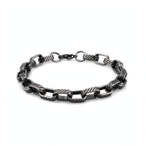 Oxidised Striped Link Men's Bracelet - main product image