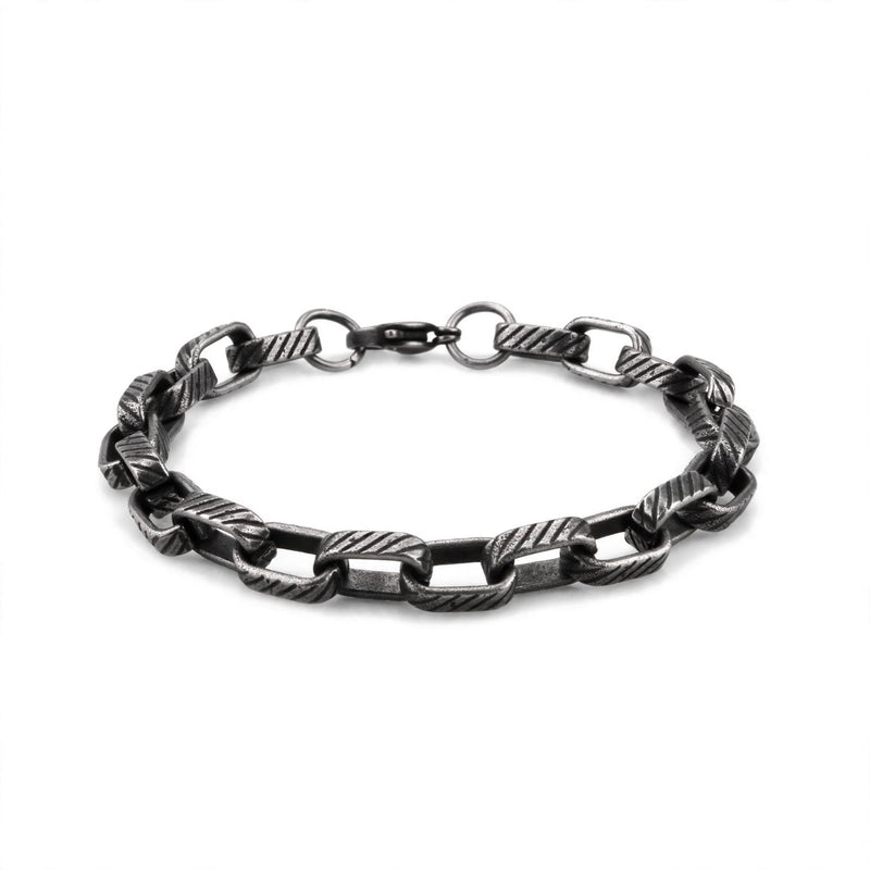 Oxidised Striped Link Men's Bracelet - main product image