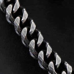 Oxidised Cuban Link Steel Bracelet - close-up detail