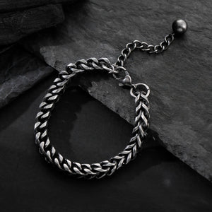 Oxidised Cuban Link Steel Bracelet - side angle