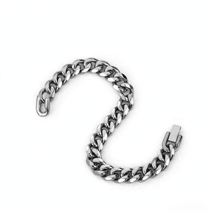 Silver-Tone Cuban Link Bracelet with Beveled Edges - main product image