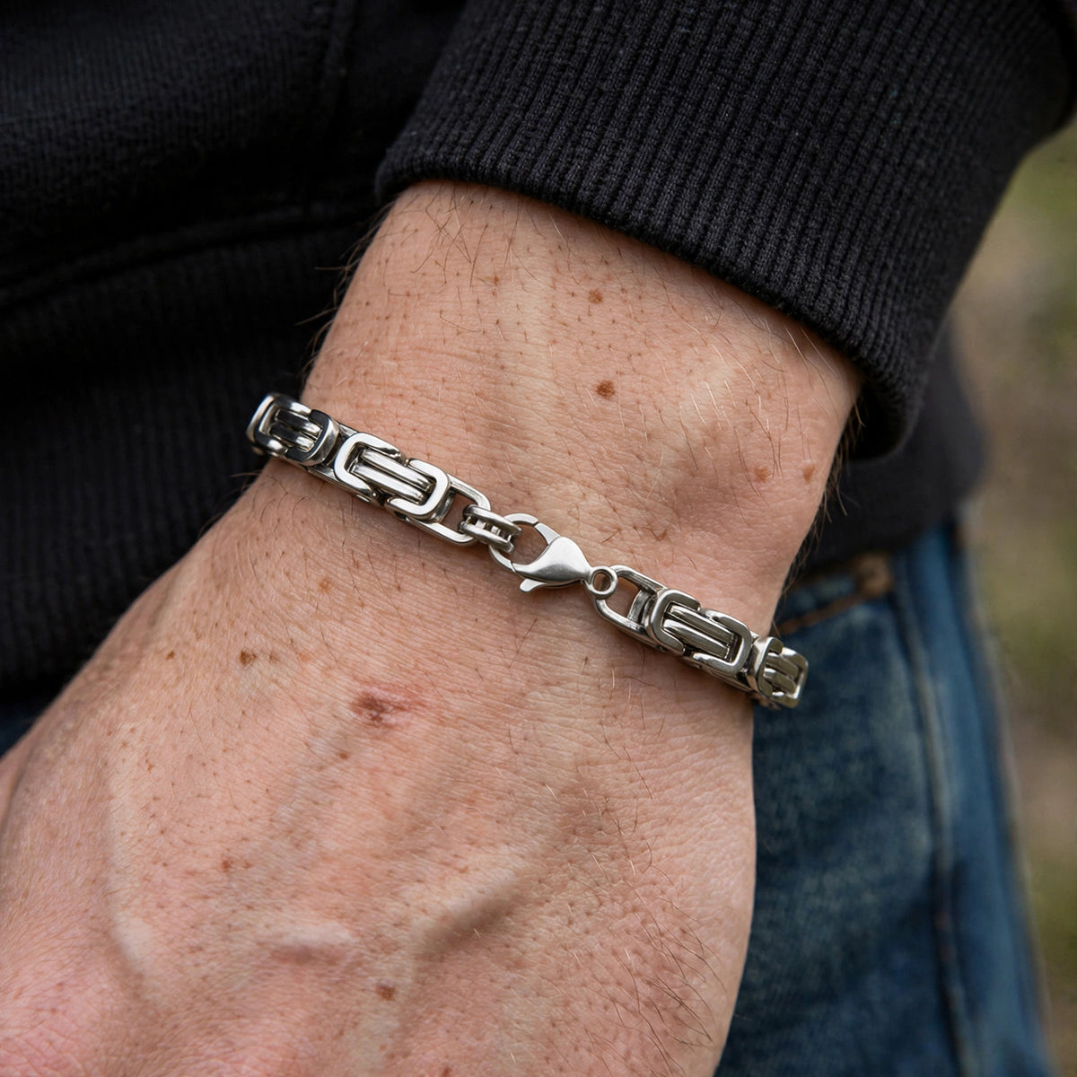 Silver-Tone Byzantine Chain Bracelet