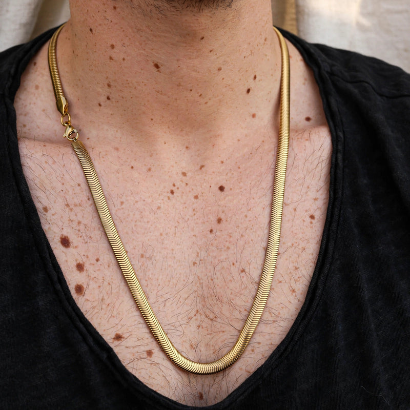 Gold-Tone Stainless Steel Round Snake Chain Necklace
