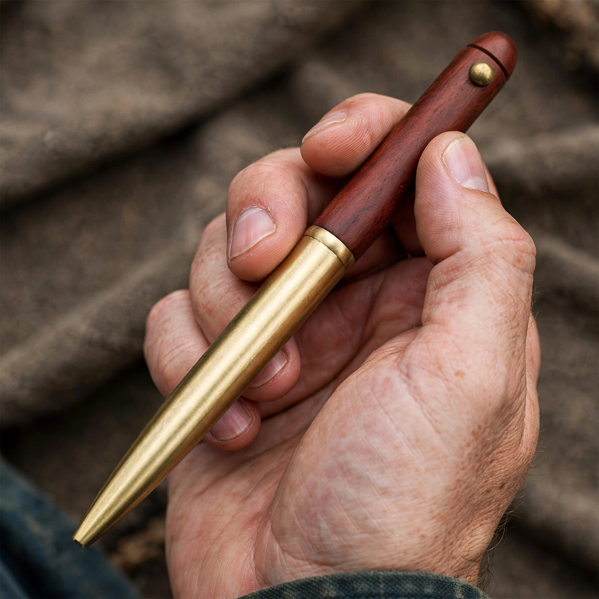 Sandalwood Barrel and Brushed Brass Pen