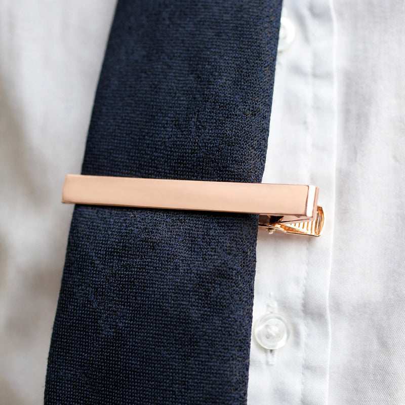 Rose Gold-Tone Tie Clip with Hinged Lever-Back Clasp