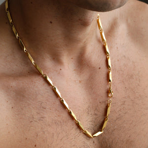 Gold-Tone Stainless Steel Bebevelled Bamboo-Link Necklace