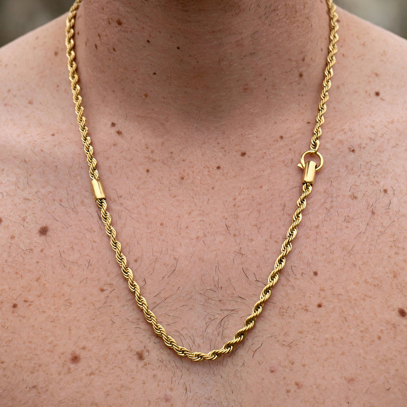 Gold-Tone Stainless Steel Twisted Rope Link Necklace
