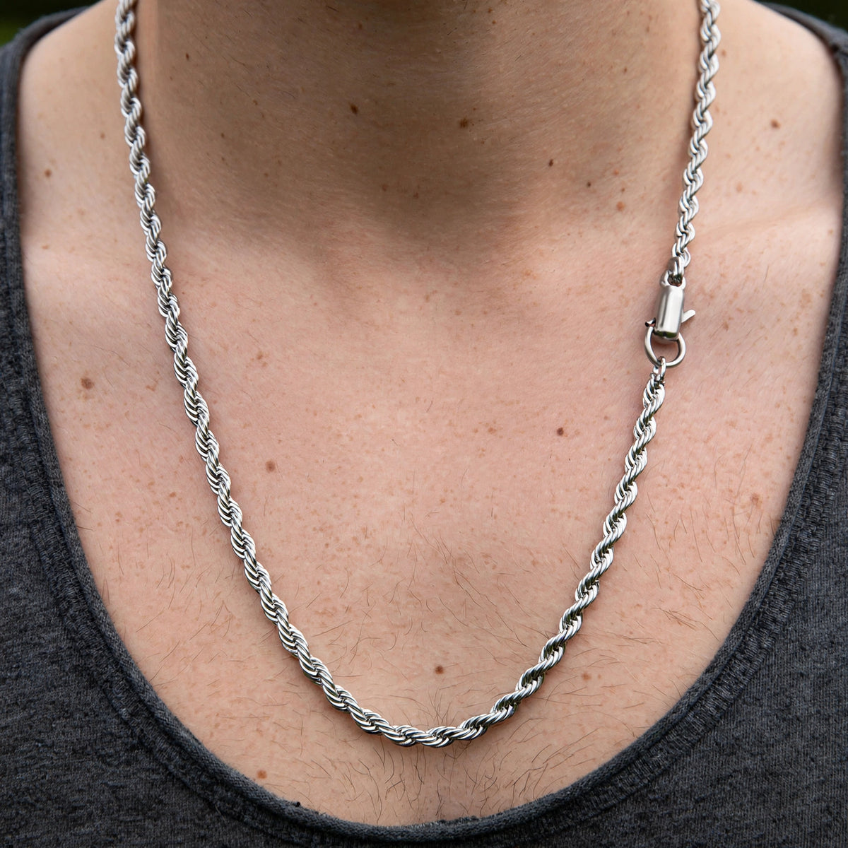 Silver-Tone Rope Chain Necklace