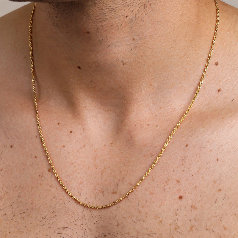 Gold-Tone Stainless Steel Twisted Rope Link Necklace