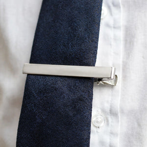 Polished Silver-Tone Tie Clip With Hinged Grip