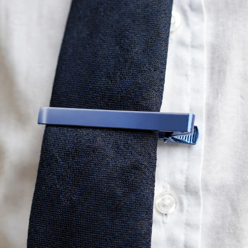Blue Beveled Edge Tie Clip