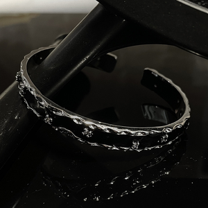 Silver-Tone Cuff Bracelet With Scalloped Edge - product shot