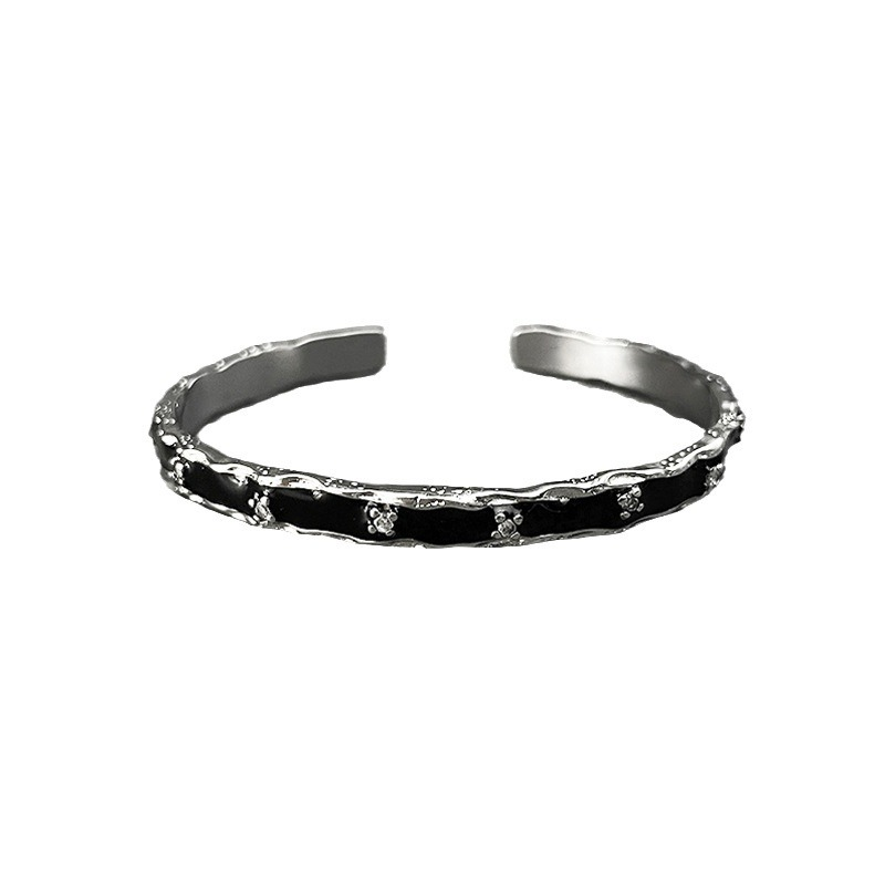 Silver-Tone Cuff Bracelet With Scalloped Edge - front view on white