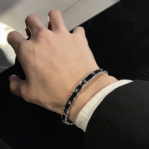 Silver-Tone Cuff Bracelet With Scalloped Edge - worn on wrist