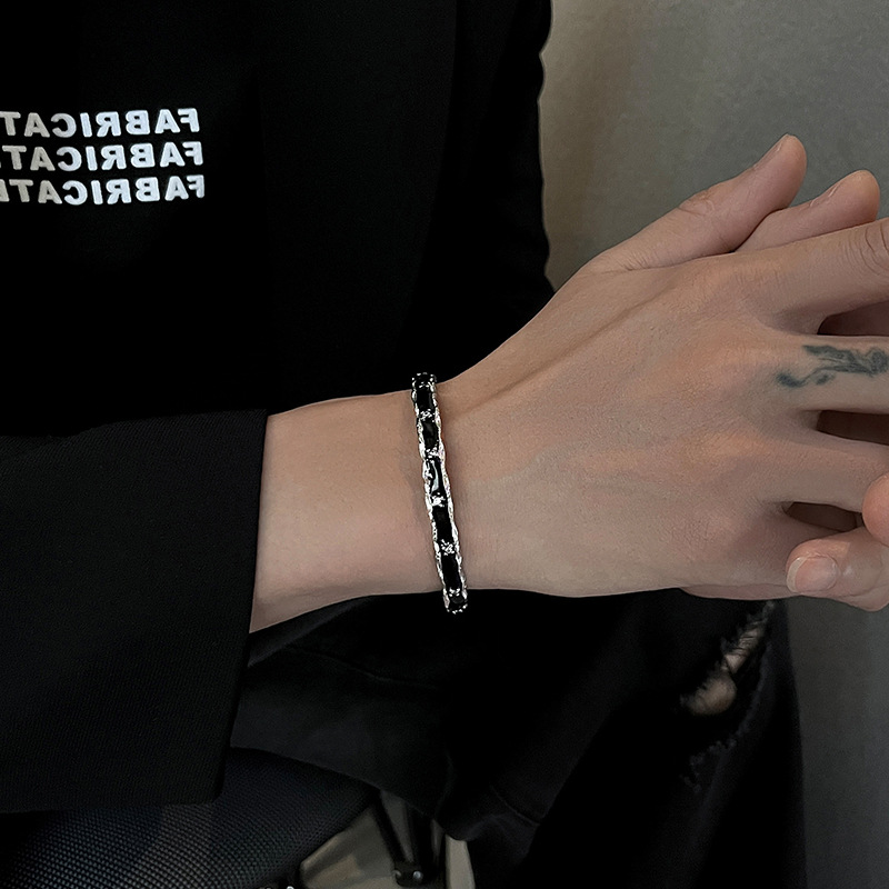 Silver-Tone Cuff Bracelet With Scalloped Edge - worn on wrist