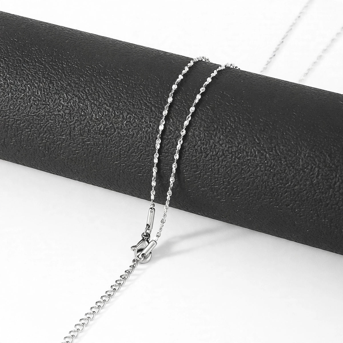Silver-Tone Stainless Steel Twisted Rope Chain Necklace