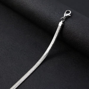 Silver-Tone Flat Herringbone Chain Necklace