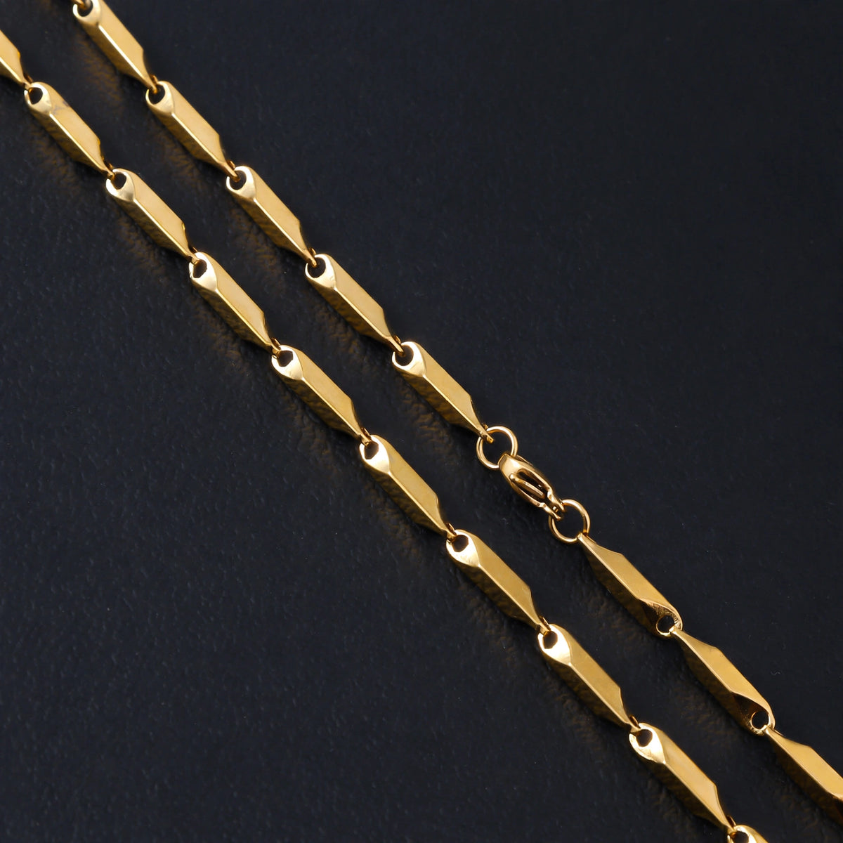 Gold-Tone Stainless Steel Bebevelled Bamboo-Link Necklace