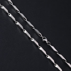 Silver-Tone Beveled Oblong Link Men's Necklace