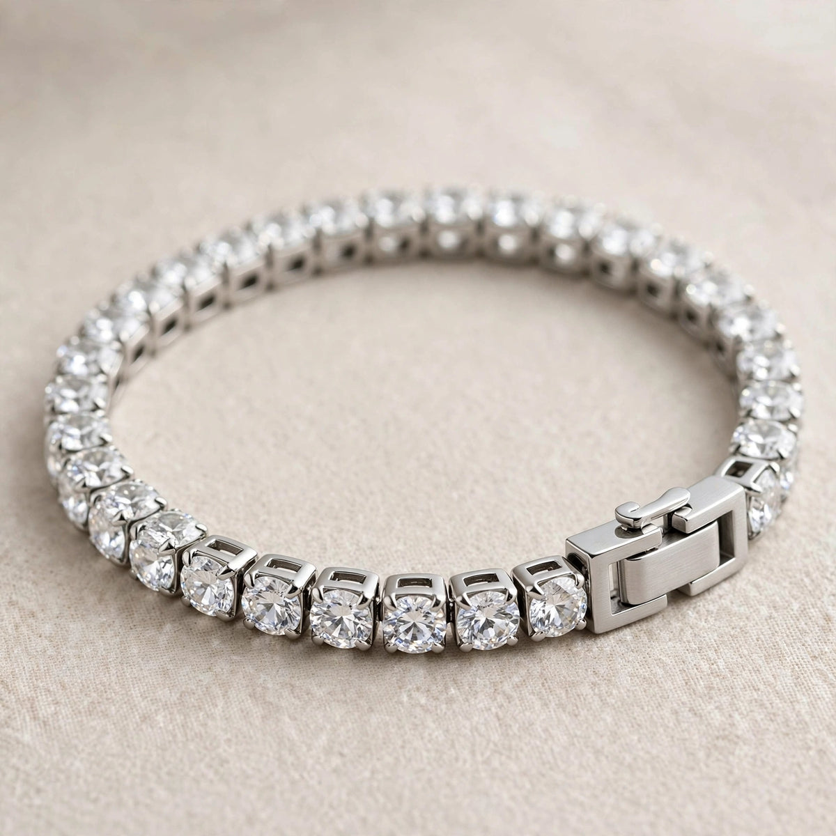 Silver-Tone Zircon-Set Tennis Bracelet