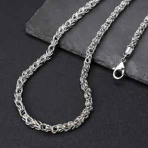 Silver-Tone Stainless Steel Byzantine Weave Chain Necklace