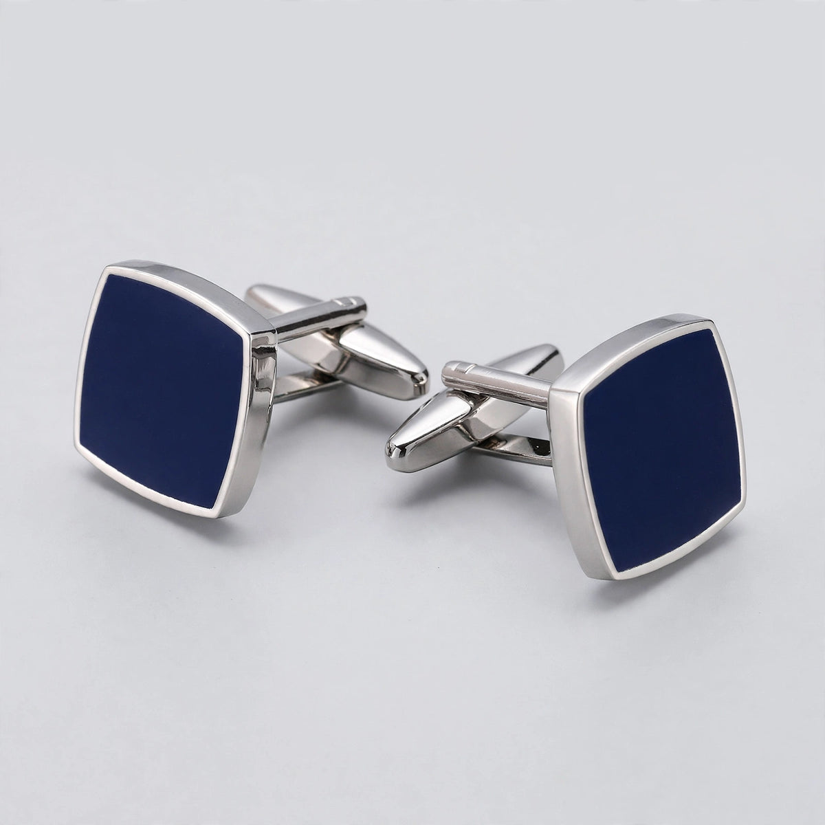 Navy Enamel Inlay Square Cufflinks