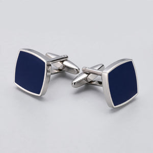 Navy Enamel Inlay Square Cufflinks
