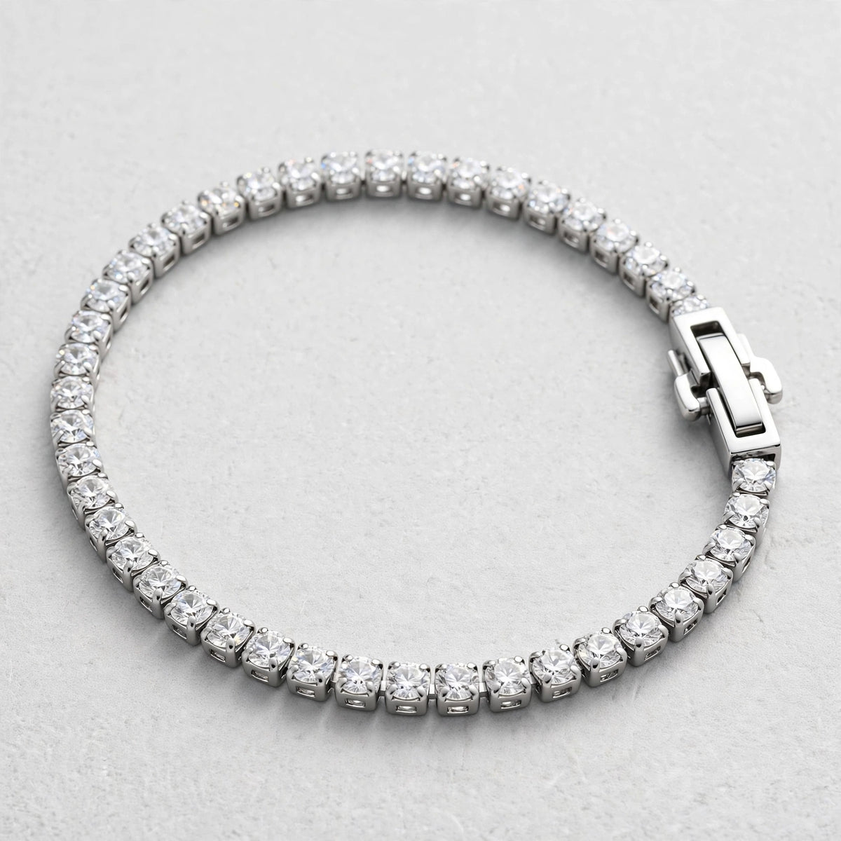 Silver-Tone Prong-Set Tennis Link Bracelet