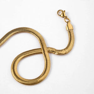 Gold-Tone Stainless Steel Round Snake Chain Necklace